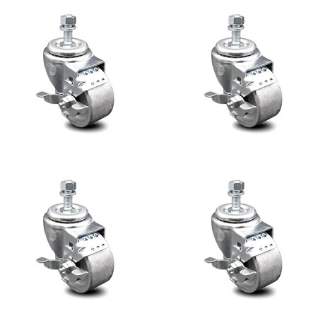 Service Caster 3 Inch Semi Steel Swivel 1/2 Inch Threaded Stem Caster Set with Brake SCC SCC-TS20S314-SSS-TLB-121315-4